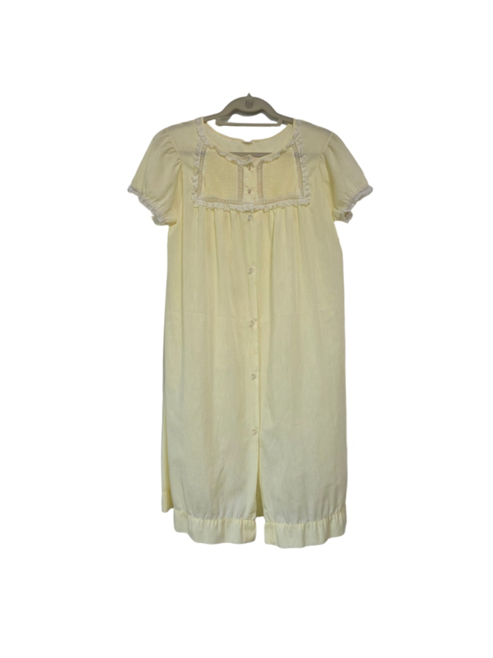 Barbizon Small Yellow Nightgown Lace Button Front Cottagecore Vintage 60s 70s